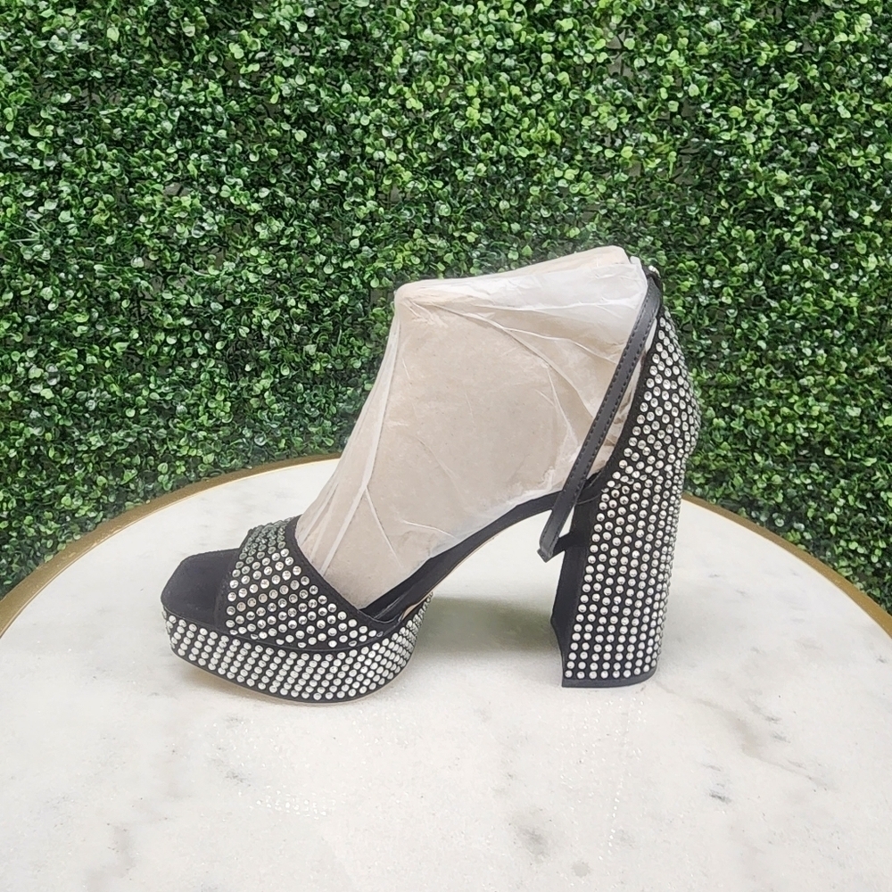 Sam Edelman Nellie Glitz Platform Black Sandals - 150th Anniversary Exclusive - Picture 3 of 6